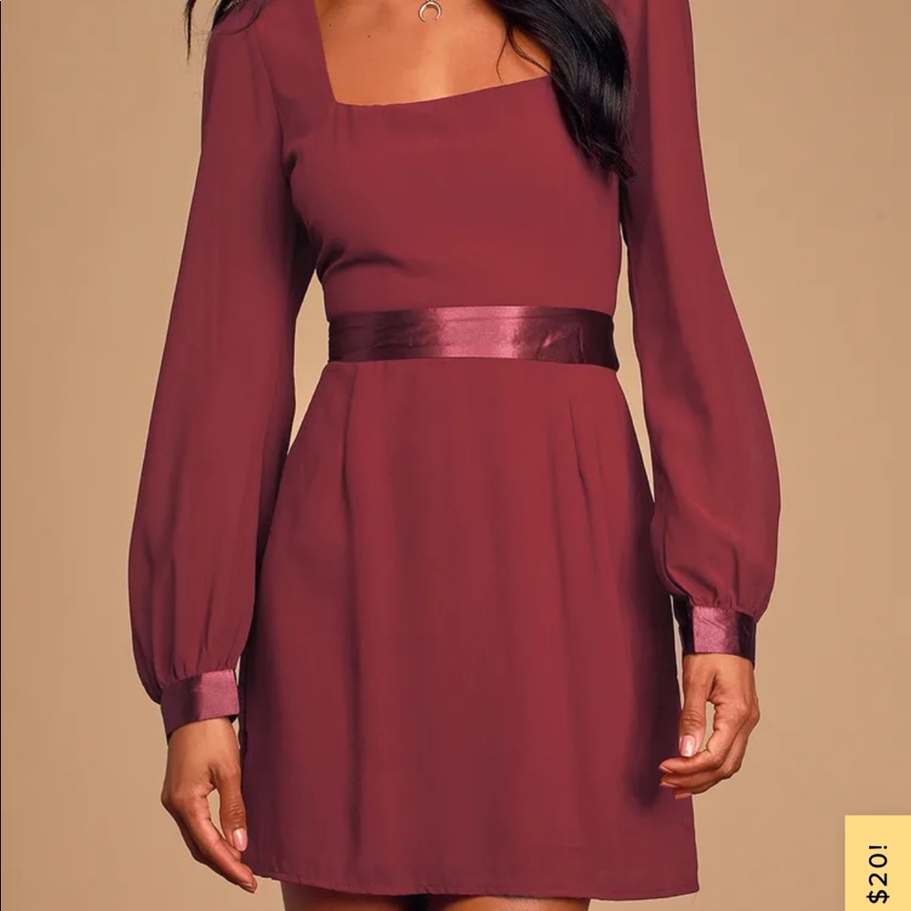Encantadora Burgundy Long Sleeve Mini